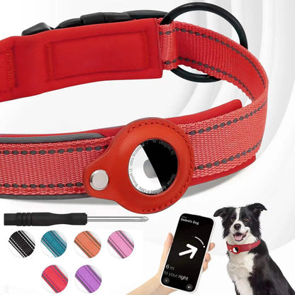 Reflective Dog Collar with AirTag Holder